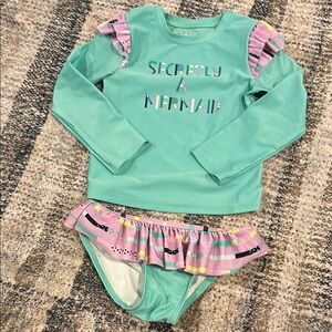 Cat & Jack Green and Pink Rashguard Swim Set